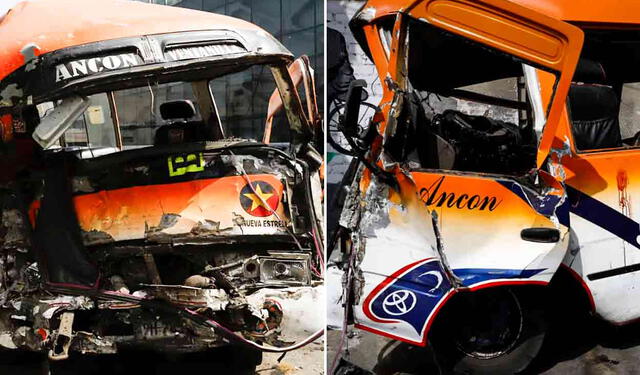 Así quedó la cúster de Nueva Estrella tras el accidente en Alfonso Ugarte. Foto: Composición LR Así quedó la cúster de Nueva Estrella tras el accidente en Alfonso Ugarte. Foto: Composición LR