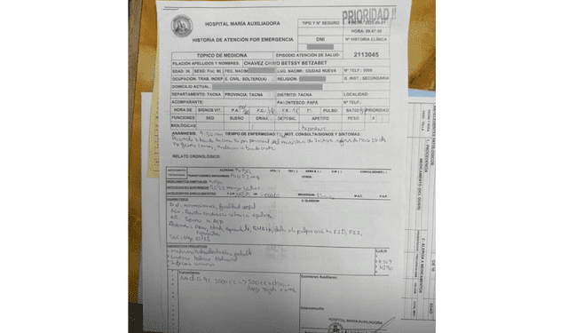 Examen médico de Betssy Chávez Examen médico de Betssy Chávez