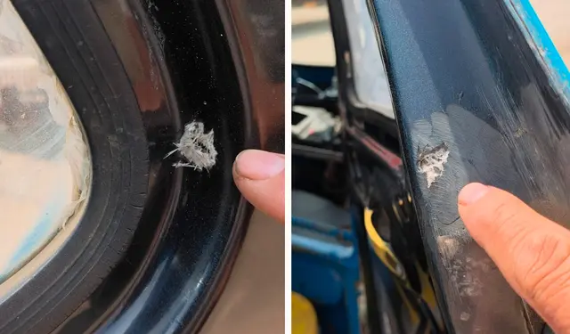 Impactos de bala en el único medio de trabajo de "Carlos" para mantener a sus cuatro hijos. Foto: Composición LR Impactos de bala en el único medio de trabajo de "Carlos" para mantener a sus cuatro hijos. Foto: Composición LR