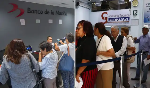 En el Banco de la Nación, los fonavistas vienen cobrando su dinero. Foto: composición LR/Andina   