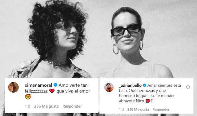 24.6.2021 | Comentarios al post de Nicole Zignago anunciando su romance con Fernanda Piña. Foto: captura Nicole Zignago  / Instagram