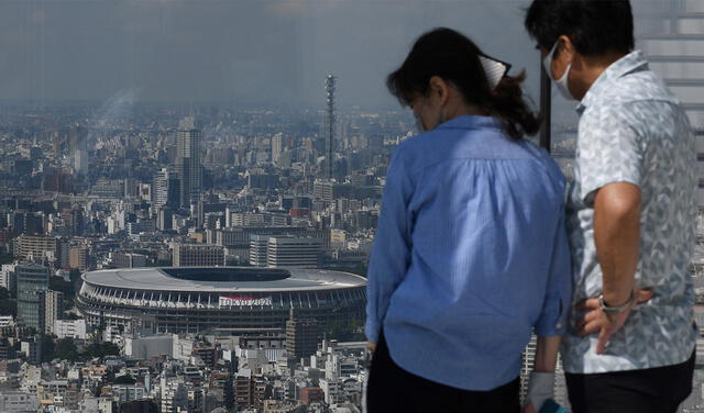 Vista del estadio Nacional de Tokio, sede para la inauguración de los JO, el 21 de junio de 2021. Foto: AFP