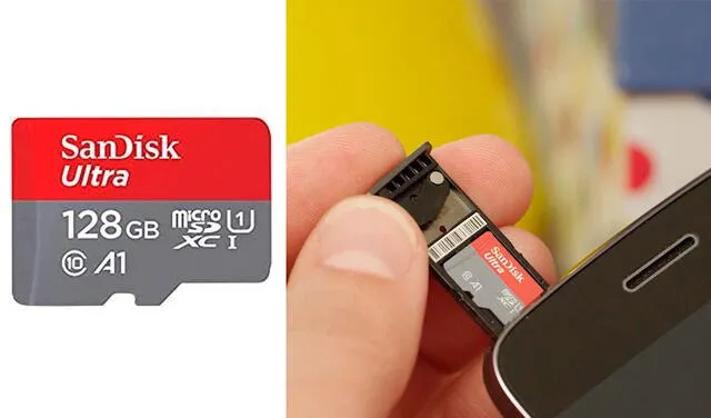 La ultra tarjeta de memoria SanDisk microSDXC de 128 GB es ideal para smatrtphones y tablets Android. Foto: Amazon