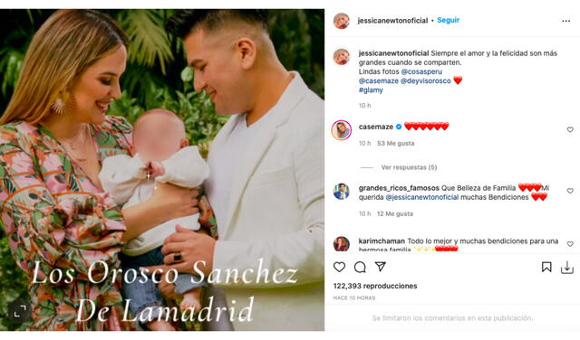 Jessica Newton celebra la portada de Deyvis Orosco y Cassandra Sánchez junto con su hijo Milan