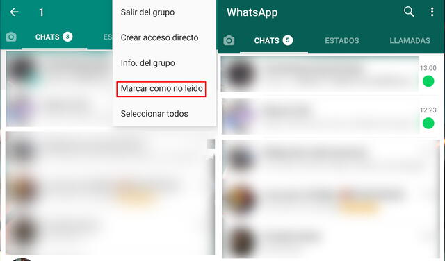 WhatsApp: marcar como no leído