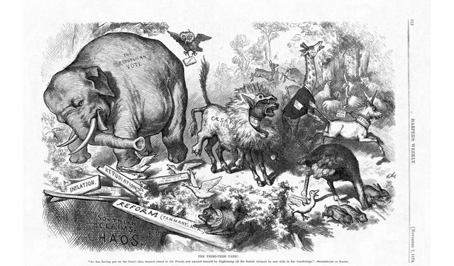 Nast representó al voto republicano como un elefante al borde del precipicio. Foto: Biblioteca del Congreso de Estados Unidos