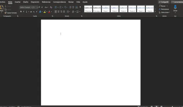 Así luce Microsoft Word en 'modo oscuro'