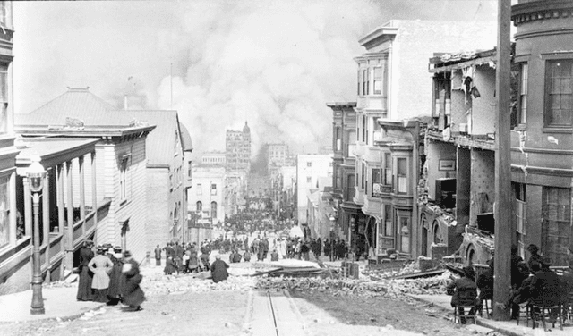 Los daños tras el terremoto de San Francisco de 1906.
