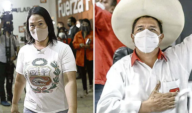 Keiko Fujimori y Pedro Castillo, candidatos presidenciales.