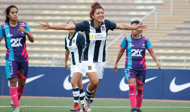 Así celebró Cindy Novoa su primer tanto con Alianza Lima. Foto: Liga de Fútbol Profesional LFP