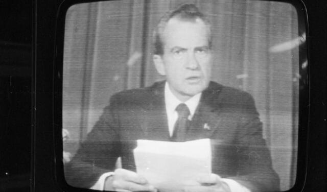 En televisión nacional Richard Nixon anunció su renuncia. Foto: difusión