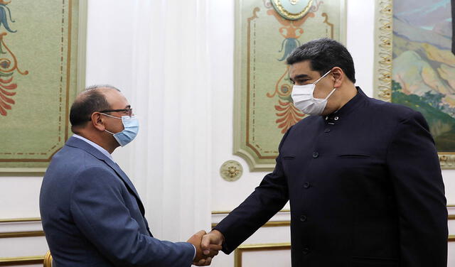 Nicolás Maduro se reunió el jueves con Sergio Garrido. Foto: Prensa Miraflores / AFP