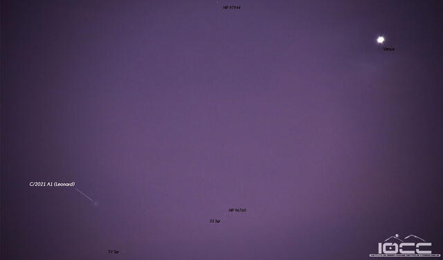 Cometa Leonard captado en Lima. El objeto más brillante es Venus. Foto: Jonathan Corredor de Rodriguez
