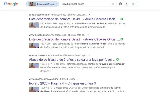 Las publicaciones y artículos sobre "David Gutiérrez Ponce" eran del 2018. Captura: Google.