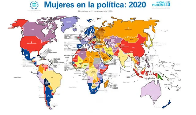 Informe 'Mujeres en la política: 2020' de ONU Mujeres y Unión Interparlamentaria. Foto: Captura de pantalla