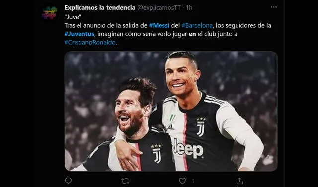 Tuit Messi y CR7 en la Juve