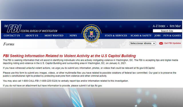 Asalto en Capitolio de EE. UU.: FBI busca identificar a los responsables