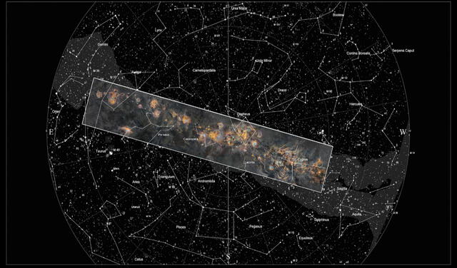 Sección de la Vía Láctea tomada por el astrofotógrafo finlandés. Foto: JP Metsavainio