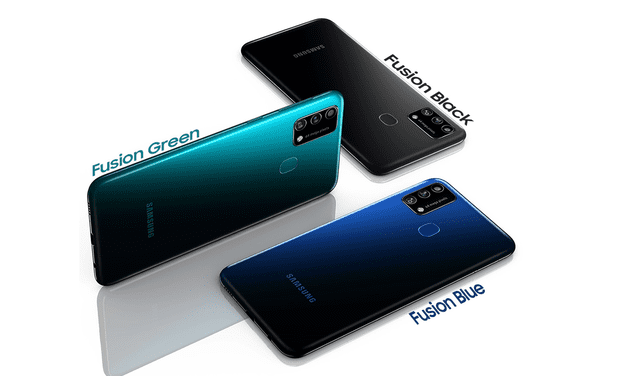 El Galaxy F41 está disponible en color negro, azul y verde. Foto: Samsung