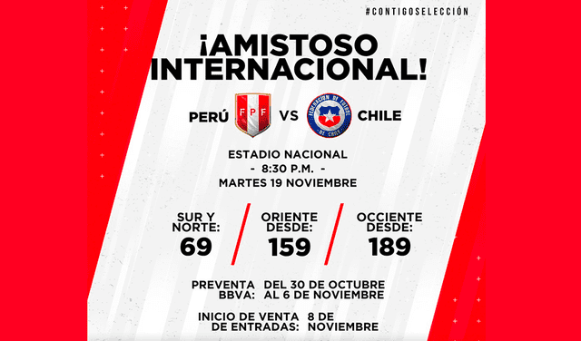 Perú vs Chile: precios