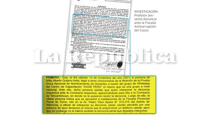 Investigación. Profesor presentó denuncia ante la Fiscalía Anticorrupción de Cusco.