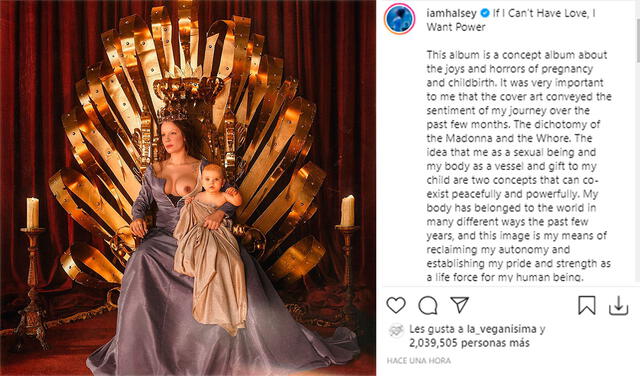 7.7.2021 | Post de Halsey sobre su álbum If I Can't Have Love, I Want Power. Foto: captura Halsey / Instagram 7.7.2021 | Post de Halsey sobre su álbum If I Can't Have Love, I Want Power. Foto: captura Halsey / Instagram