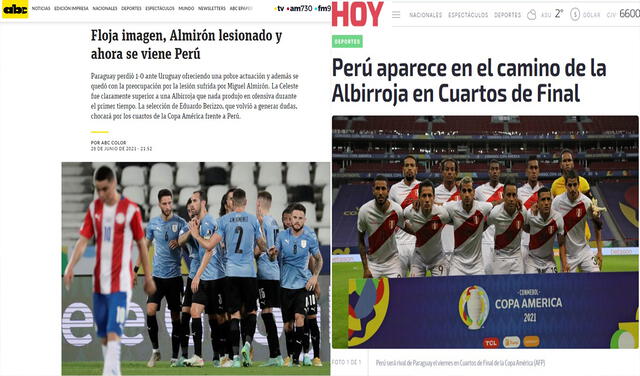 Titulares de la prensa paraguaya sobre el Perú-Paraguay. Foto: captura de pantalla