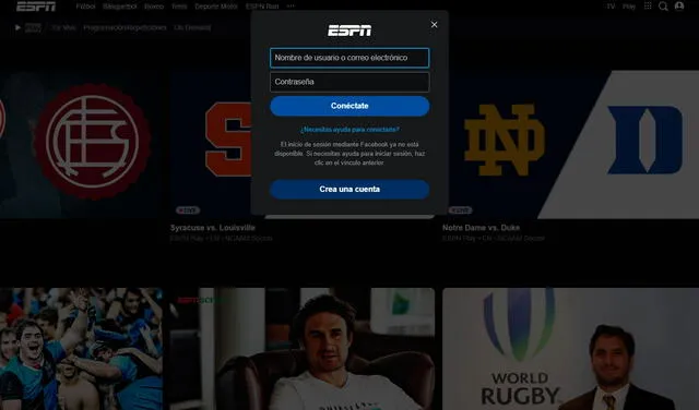 Paso por paso para acceder a ESPN Play. Foto: captura de espn.com