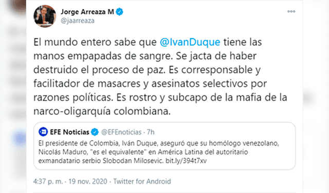 Iván Duque afirma que Maduro lidera “la dictadura más brutal” de América Latina