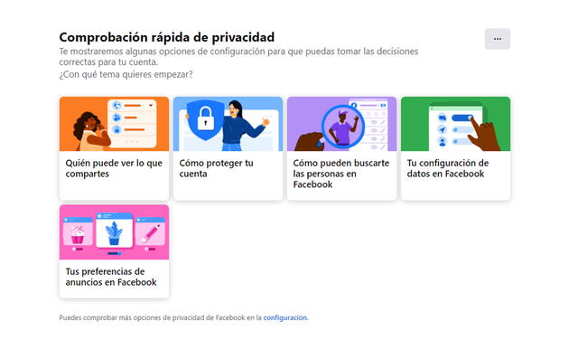 Así luce la Comprobación rápida de privacidad de Facebook. Foto: La República
