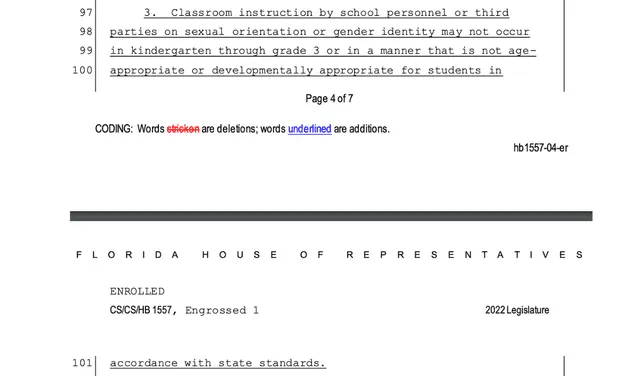 Captura del proyecto de ley nº 1557 de la Casa de Florida. Documento: Senado de Florida