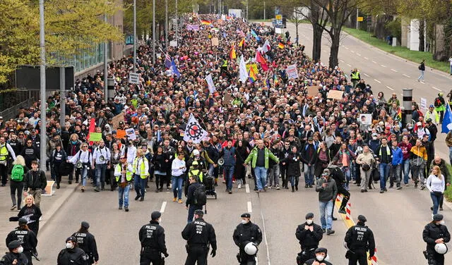 Manifestaciones en Alemania 3 de abril 2021. Foto: EFE