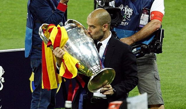 Pep Guardiola y su último título de Champions League como técnico. Foto: EFE