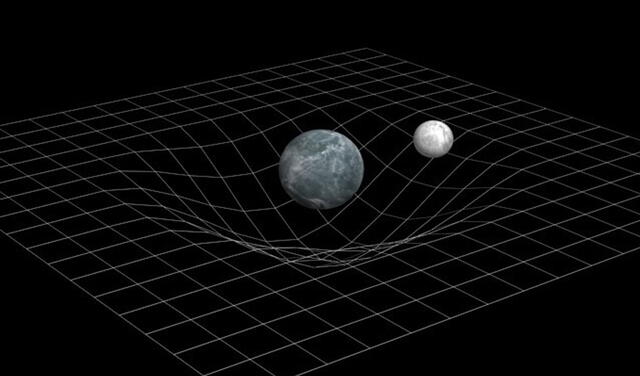 La gravedad de la Tierra es la distorsión del espacio-tiempo causada por su masa. Imagen: Hiperaxion