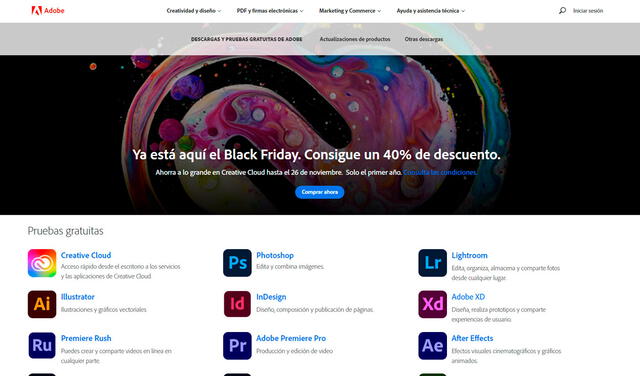 Pasos para descargar Photoshop gratis. Foto: captura de Adobe