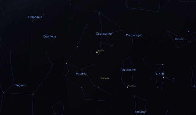 Las constelaciones de Acuario y Capricornio están juntas. Imagen: Stellarium
