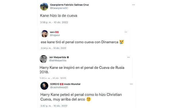 Comentarios de los hinchas sobre Kane y Cueva. Foto: captura de Twitter