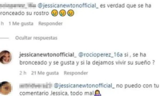 Jessica Newton responde a sus seguidores sobre Alessia Rovegno.