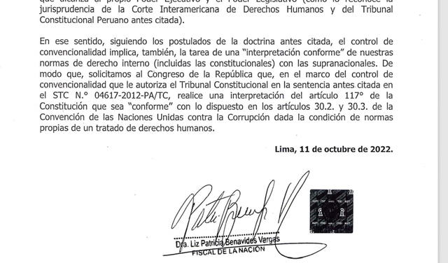 Denuncia constitucional contra Pedro Castillo. Foto: documento