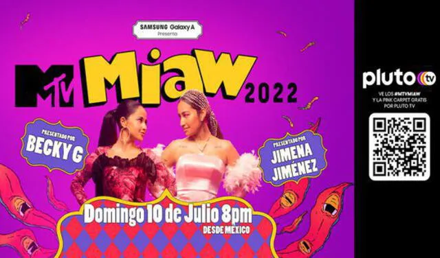 Los premios MTV MIAW 2022 EN VIVO y gratis por Pluto TV