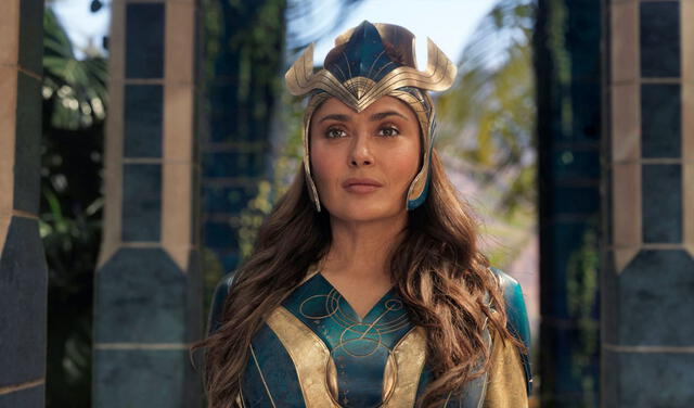 Salma Hayek es Ajak en la nueva película de Marvel, Eternals. Foto: Marvel studios