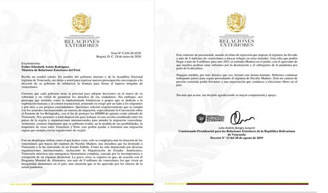 El comunicado oficial del canciller designado por Guaidó, reconocido por Perú como presidente encargado de Venezuela. Foto: captura de Twitter