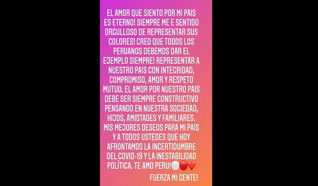 Paolo Guerrero se refiere a la situación que vive el Perú tras vacancia a Martín Vizcarra. Foto: instagram