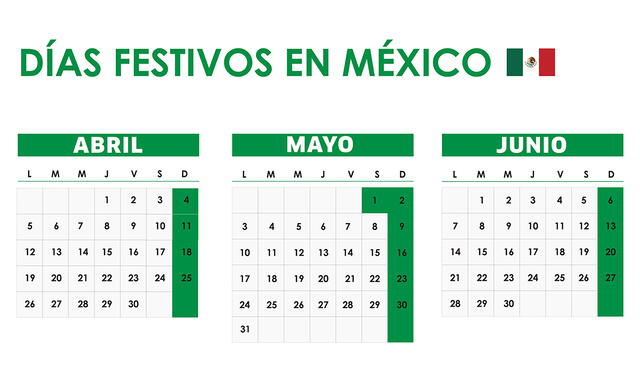 Días festivos obligatorios en México para abril, mayo y junio de 2021.