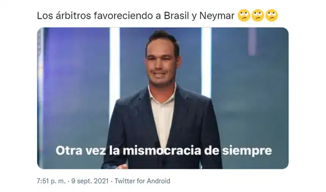 Mejores memes del Perú vs. Brasil por las Eliminatorias Qatar 2022. Foto: captura Twitter Mejores memes del Perú vs. Brasil por las Eliminatorias Qatar 2022. Foto: captura Twitter