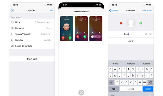 Interfaz de la aplicación exclusiva de iPhone.