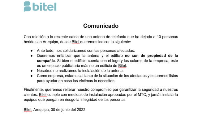 Cerca de 10 personas resultaron gravemente heridas tras el desplome de una antena. Foto: Bitel