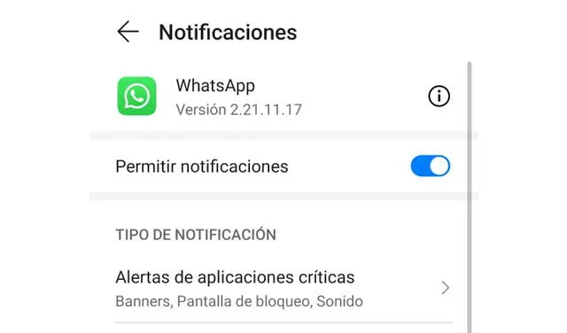 Revisa que las notificaciones estén permitidas en WhatsApp. Foto: La República