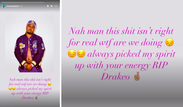 19.12.2021 | Historia de Drake sobre la muerte de Drakeo The Ruler. Foto: captura Drake/Instagram