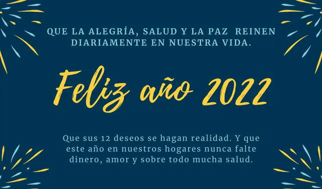 Mejores frases y felicitaciones de Año Nuevo 2022. Foto: Neonbo